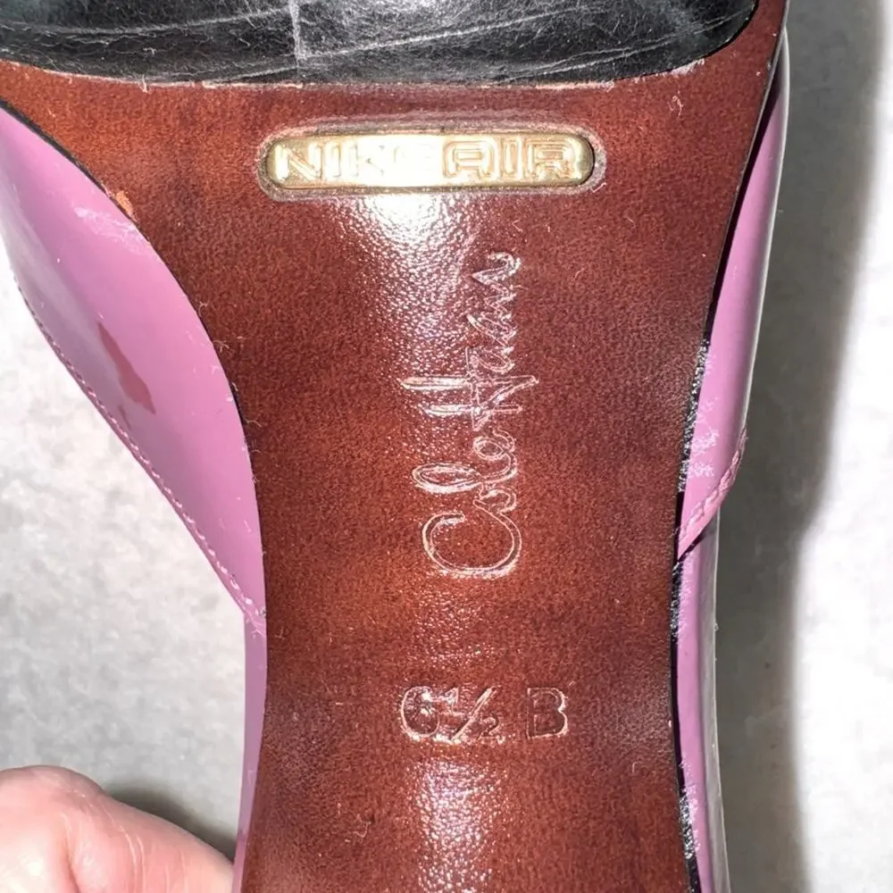 Women’s Cole Haan Alegra Heels Platform Shoes Purple Patent Leather Peep Toe 6.5